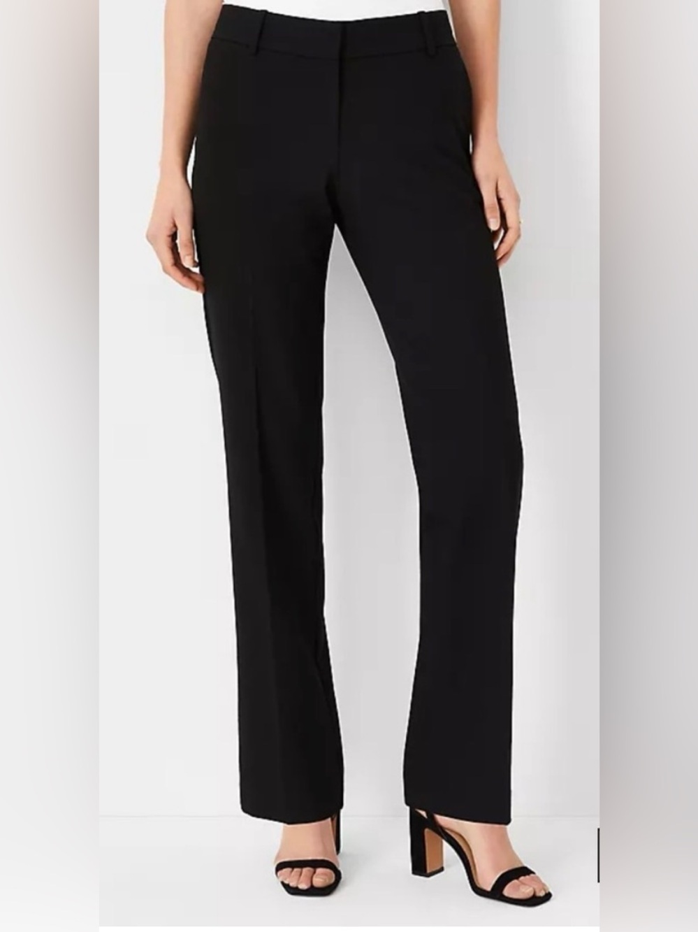 Ann Taylor Classic Black Wool Blend Straight-Leg Dress Trousers Size 4